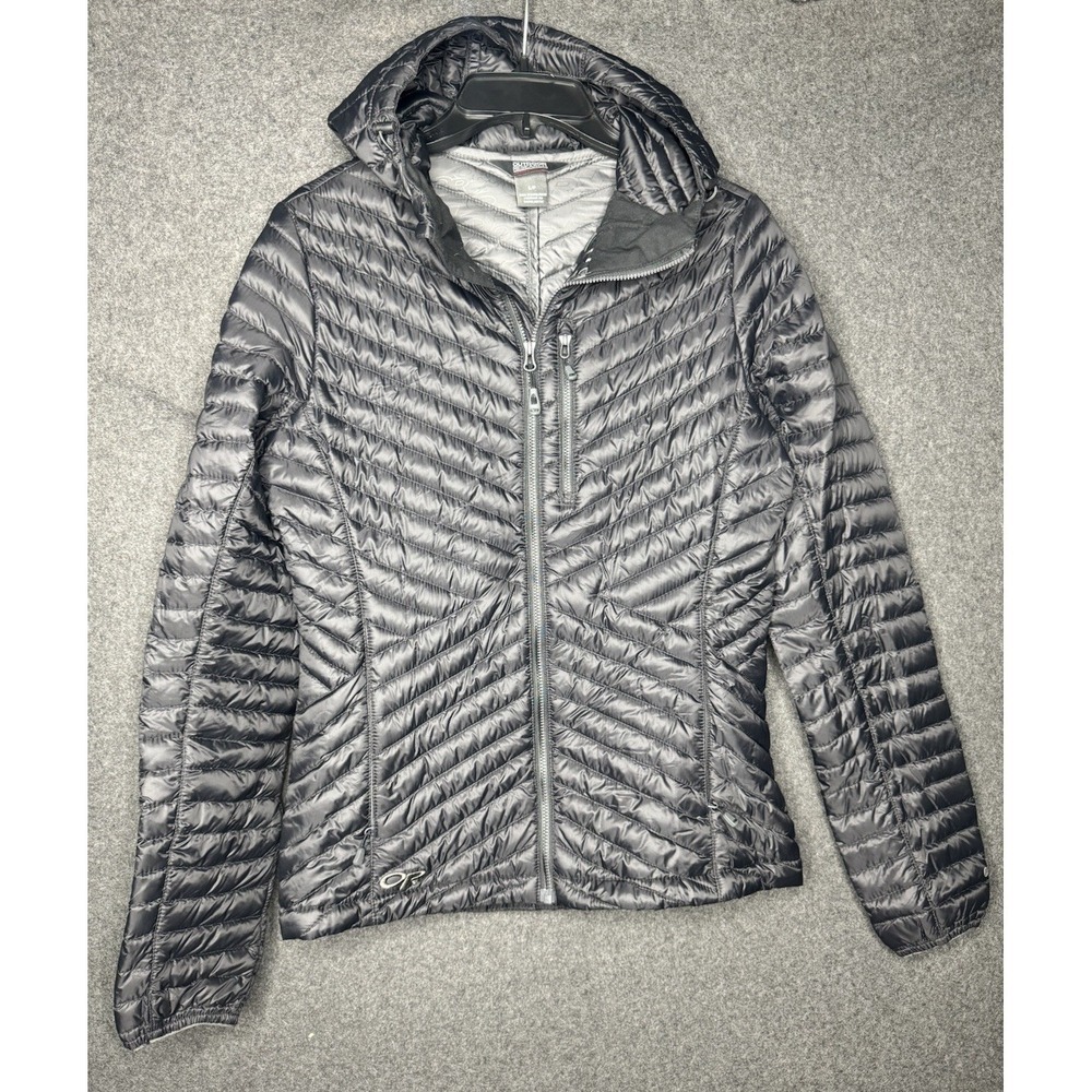 Outdoor Research Verismo Hooded Down Jacket Puffer Pertex Quantum Womens S Black